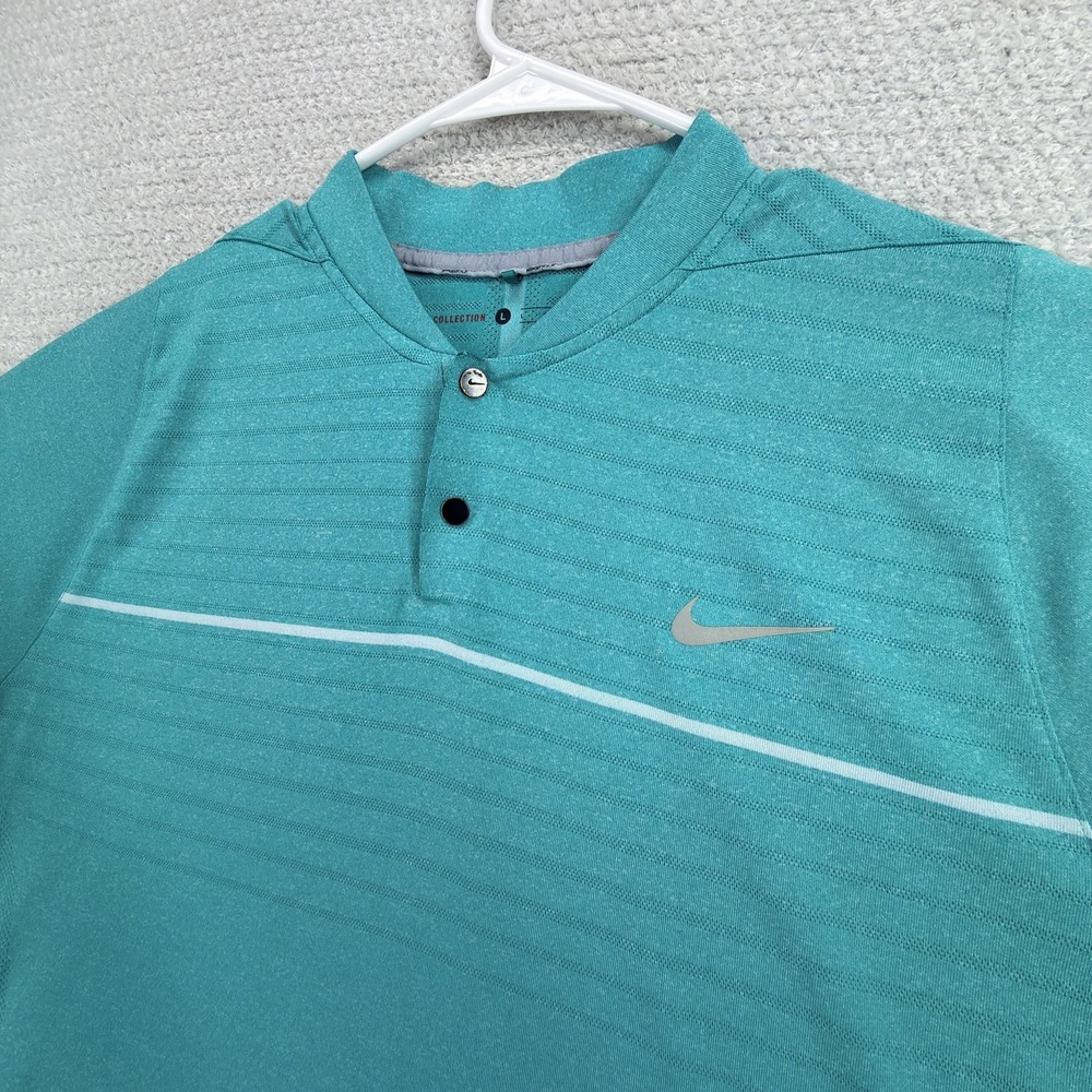 Nike Tiger Woods Collection VL Max Swing Knit Golf Polo Mens Large Green 803195